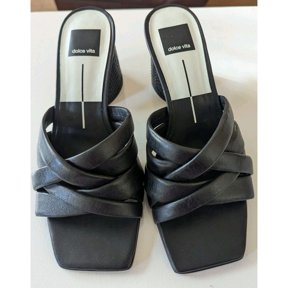 Dolce Vita Sandals Size 8, Black Braid, 3” Block Heel, Minimal Wear